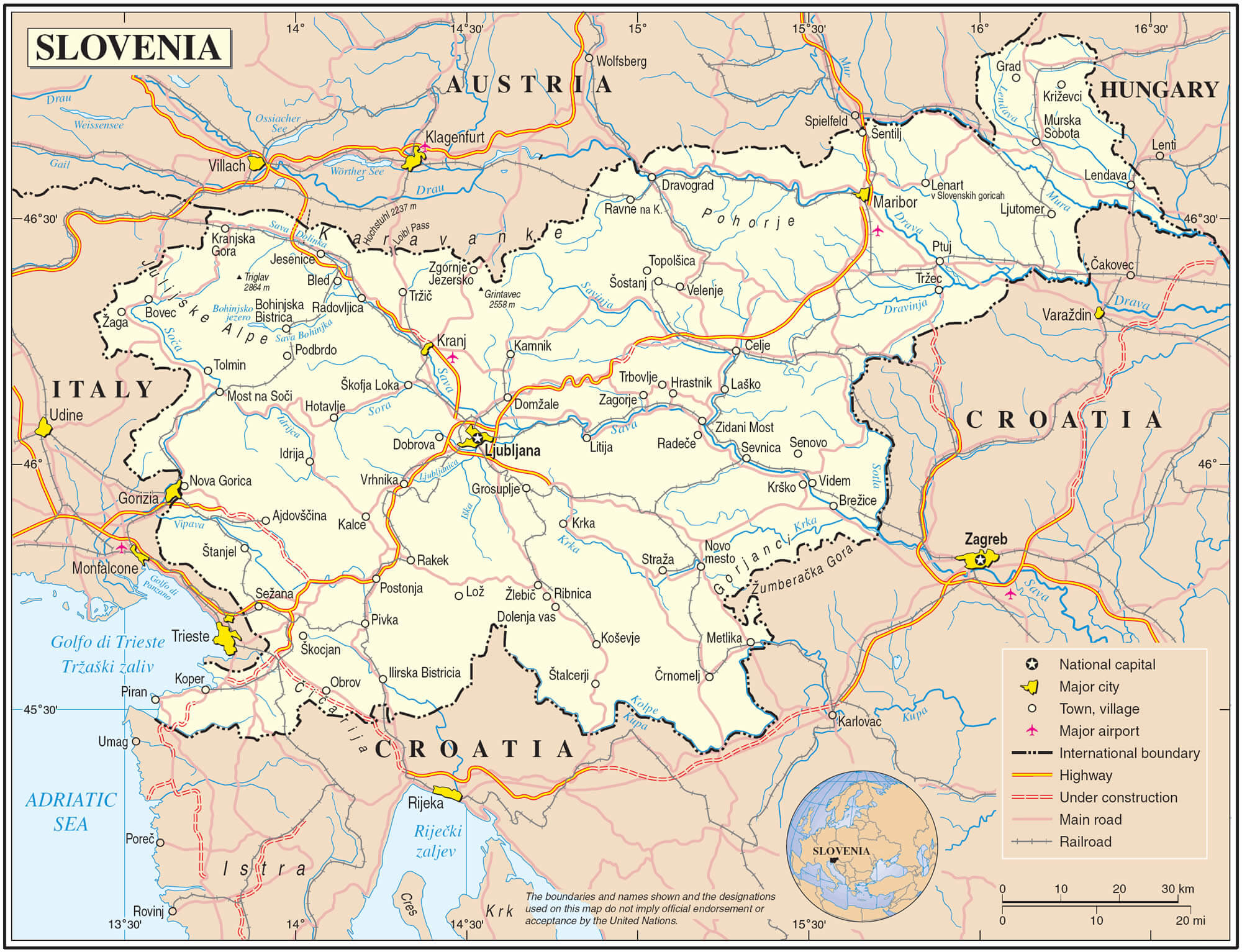 road carte du slovenie